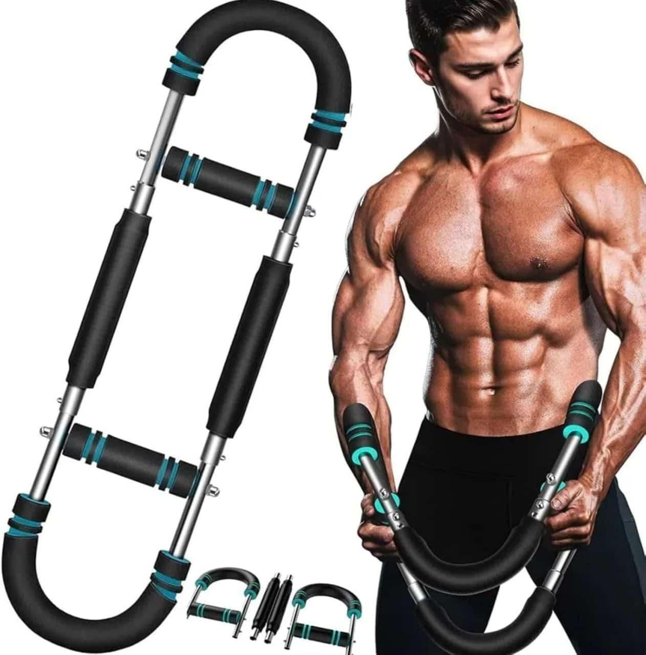 Chest Expander Arm Trainer 40-90lb Adjustable Chest Workout Equipment Twister Portable Power Twister Bar, Detachable Design Fitness Anywhere