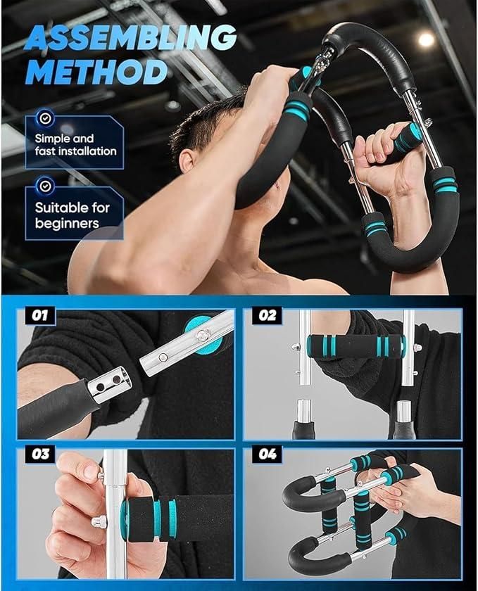 Chest Expander Arm Trainer 40-90lb Adjustable Chest Workout Equipment Twister Portable Power Twister Bar, Detachable Design Fitness Anywhere